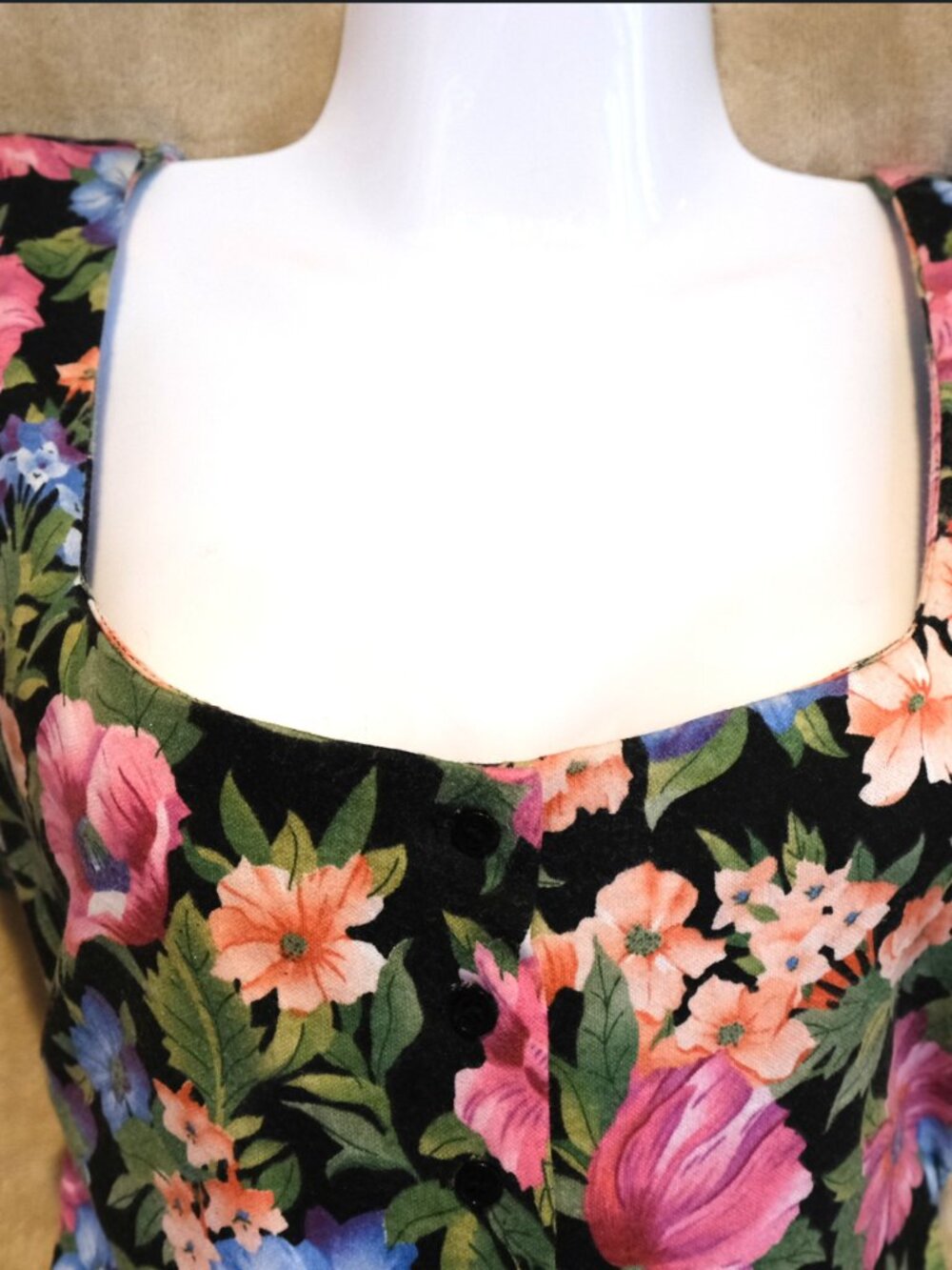 Vintage 90s Moda International Floral Maxi Dress | Pockets | Button Front | Size - Picture 3 of 10